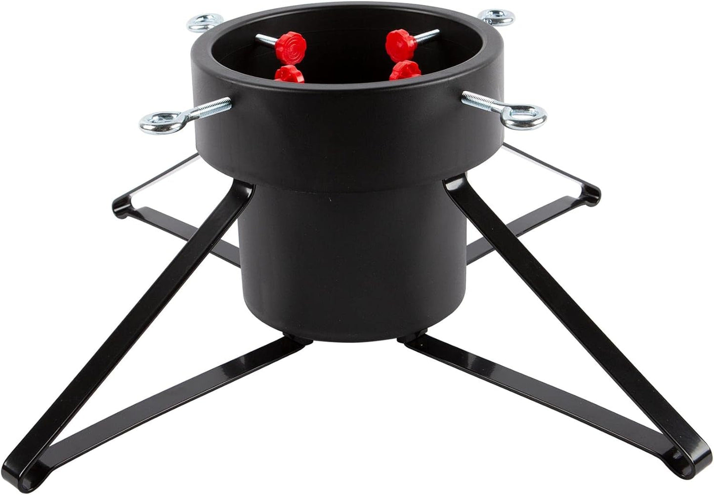 Harbour Housewares Black Christmas Tree Stand - Traditional Adjustable Metal Frame Plastic Holder Xmas Tree Stand with Water Holder