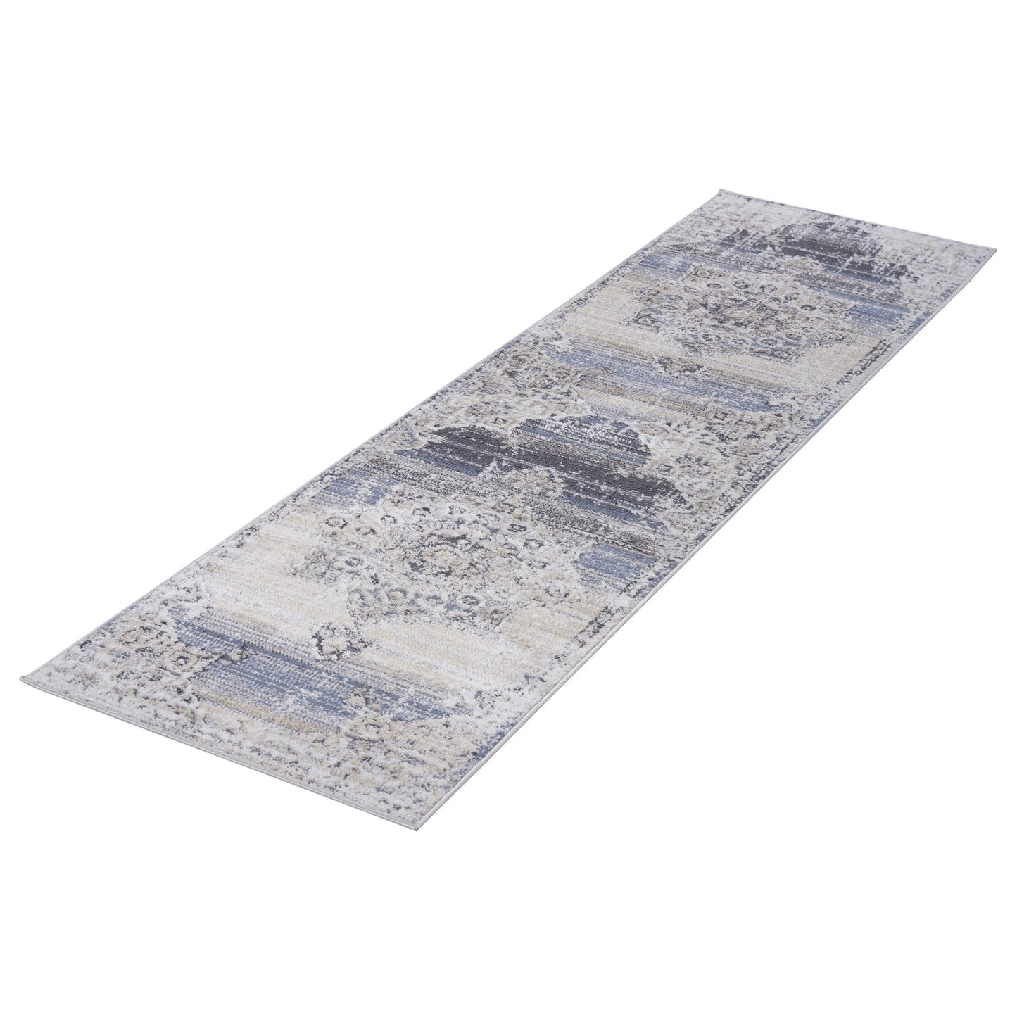 Payas Cream-Blue Runner Rug Size 2'2'' x 8'