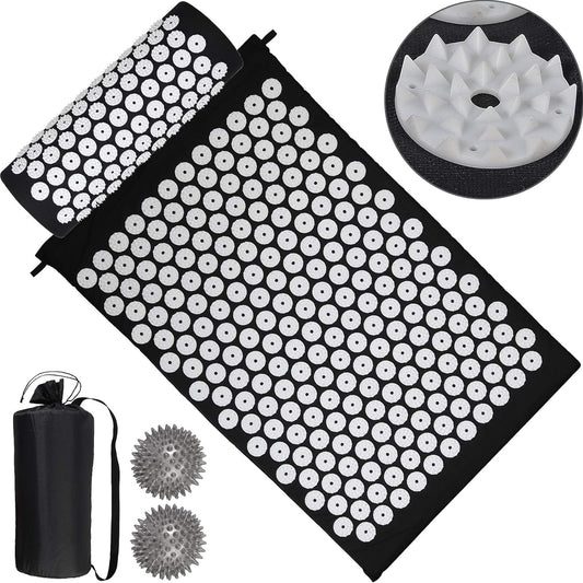 VINTEAM Acupressure Mats with Pillow 68cm Massage Mat for Back Neck Relief Massage, Yoga Mat with Carry Bag
