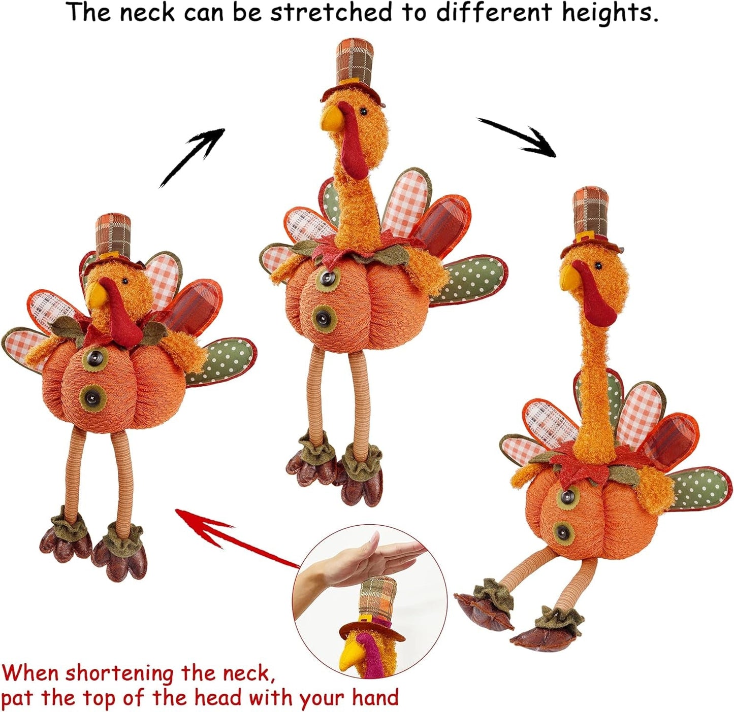 FORUP Thanksgiving Turkey Table Decoration, 32 Inch Thanksgiving Turkey Doll for Autumn Fall Thanksgiving Harvest Halloween Home Decorations, Male