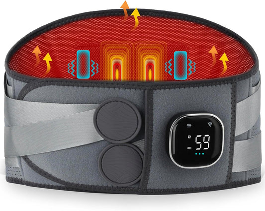 ALLJOY Cordless Heating Pad for Back, 60" Lower Back Massager Heating Pad for Back Pain Relief, Fathers Day Dad Gifts, 3 Heating Levels 5 Vibration Massage, Birthday Gifts for Men Women