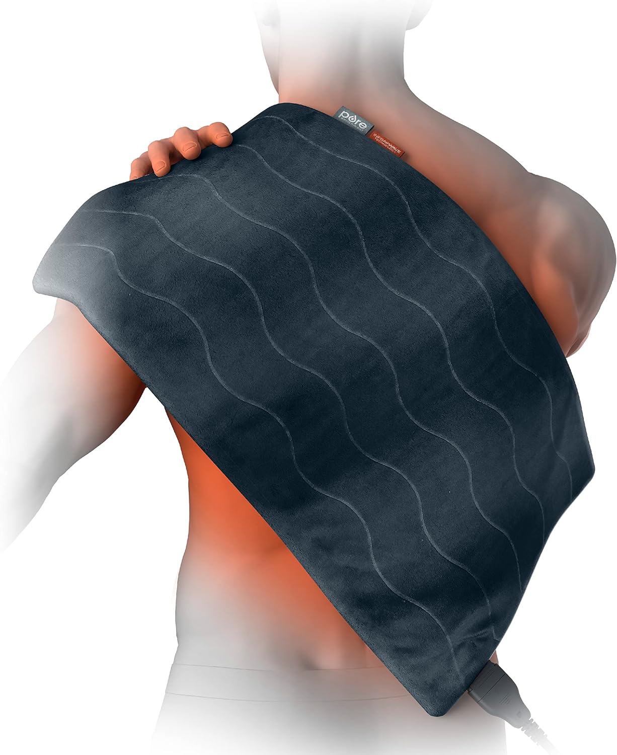 Pure Enrichment® PureRelief® Pro Far Infrared XL Heating Pad - Deeper Muscle Relief for Back, Neck, Shoulder, & Knee Pain in Athletes, 4 Heat Settings, Dry/Moist Heat, 12” x 24” Extra-Large Size (Iron