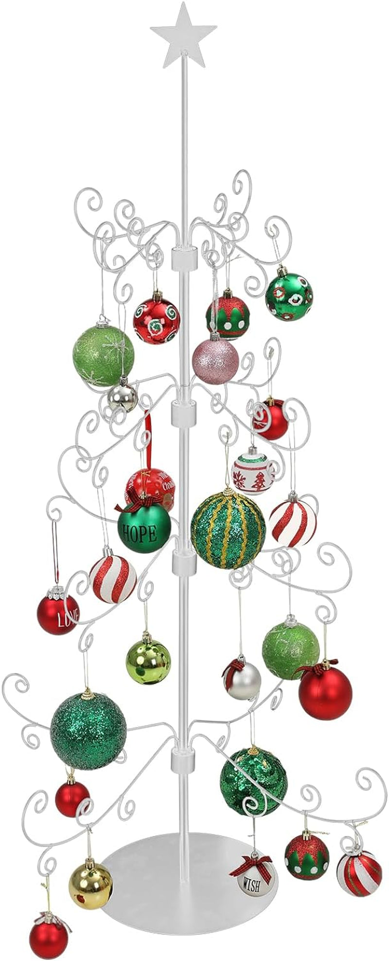 Soaoo 1 Pcs 36 Inches Christmas Metal Ornament Display Tree Stands Ornament Tree Christmas Ornament Stands for Display Wire Hook Base for Balls, Jewelry and Small Items (Silver)