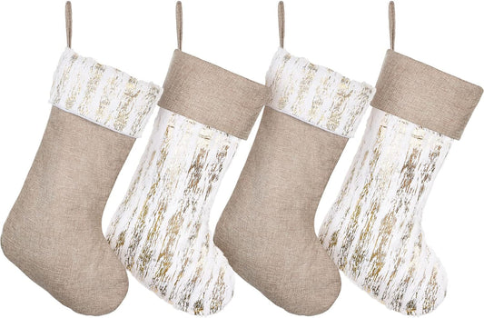 Souarts Christmas Stockings Large Xmas Stockings Rustic Hanging Stocking for Xmas Tree Hanging Family Holiday Decor