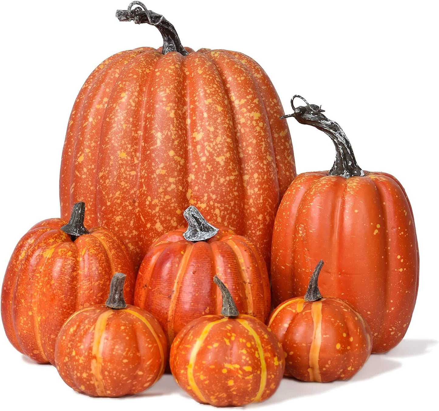 Dearhouse 7Pcs Thanksgiving Artificial White Pumpkin Home Decoration Sets, Artificial Vegetables Pumpkin for Fall Halloween Home Decor Home & Garden > Decor > Seasonal & Holiday Decorations DearHouse Orange