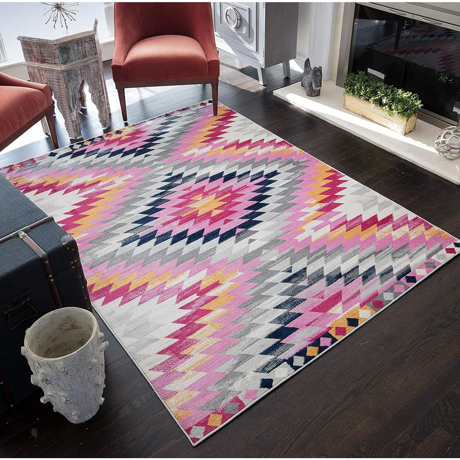 CosmoLiving by Cosmopolitan BR25B Cyprus Collection Area Rug, 5'3"x7'0", Tribal Rose