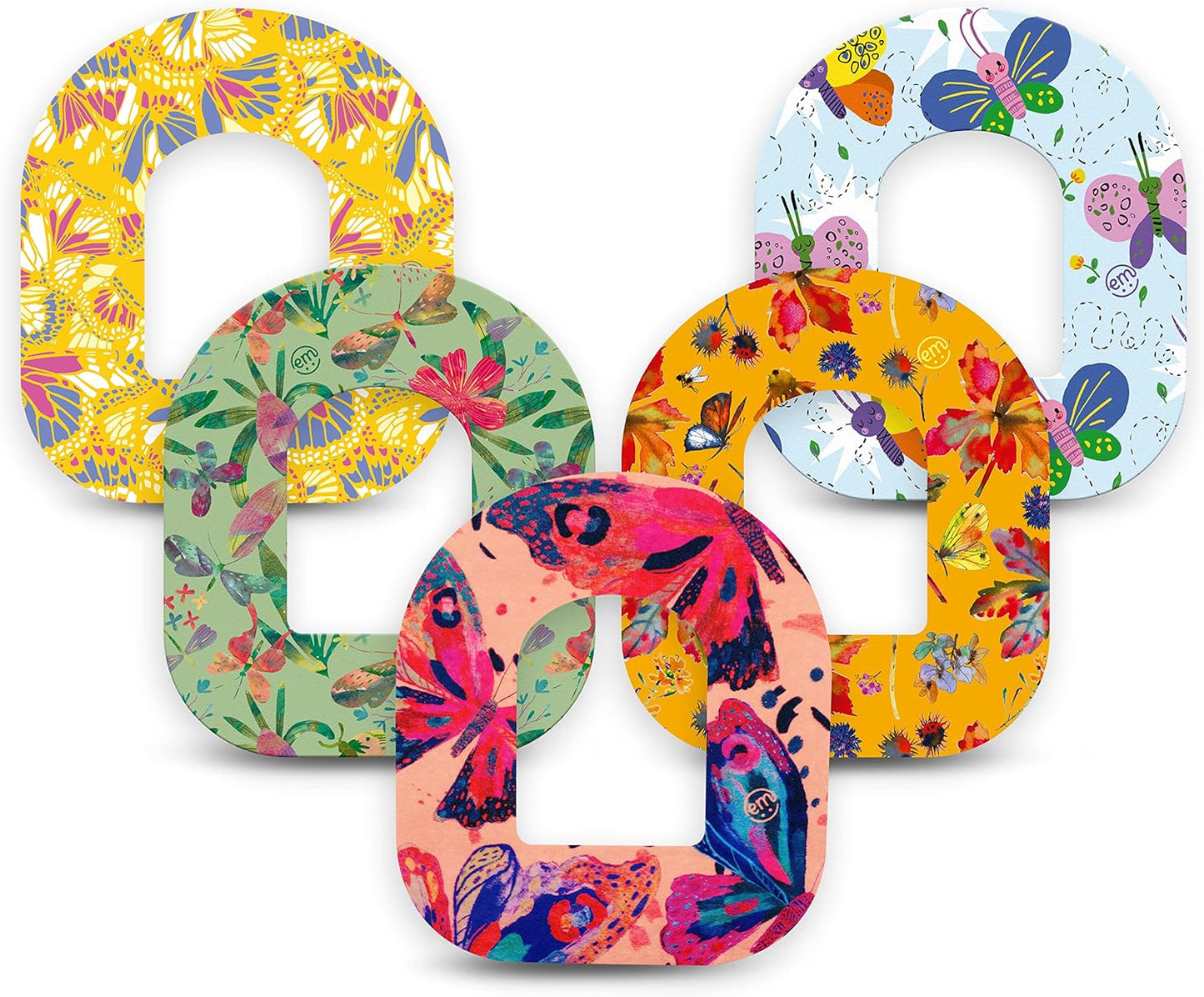 ExpressionMed - Adhesive Patch for Omnipod (5-Pack) - Made in The USA, Waterproof, Split Backing, CGM Tape (Rainbow Butterfly)