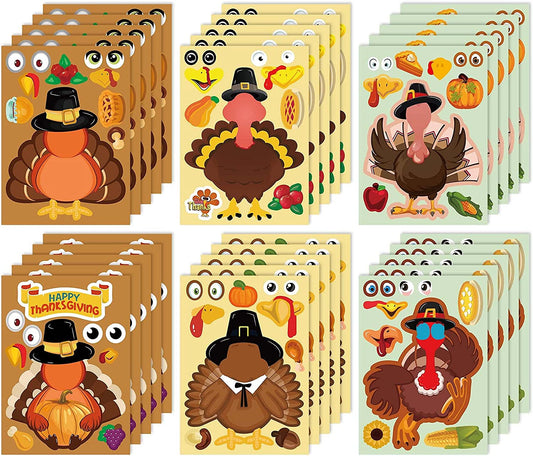 Thanksgiving Stickers for Kids - 30Pcs Thanksgiving Stickers Turkey Stickers DIY Thanksgiving Stickers Thanksgiving Decorations Thanksgiving Stickers for Kids