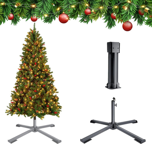 Profully Christmas Tree Stand for Live Tree, Foldable Christmas Tree Base Metal Holder for 5.5 Ft to 7.5 Ft Artificial Christmas Tree, Fits 1 to 1.41 Inchs Tree Pole, White Home & Garden > Decor > Seasonal & Holiday Decorations Profully Black Christmas Tree Stand
