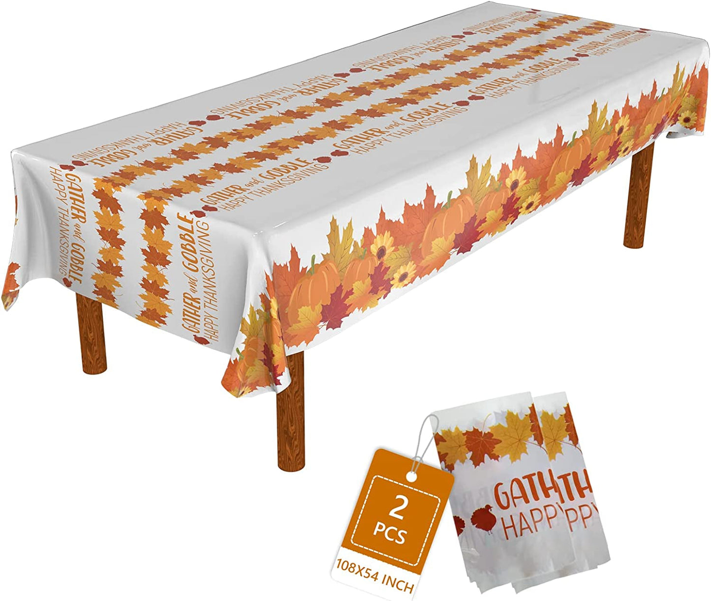 ATFUNSHOP Thanksgiving Tablecloth 5 Pack 54" X 108" Fall Party Supplies Pumpkins Turkey Disposable Table Cover Water Proof Plastic Table Cloth for Thanksgiving Decoration Dinner Party Home & Garden > Decor > Seasonal & Holiday Decorations ATFUNSHOP Thanksgiving Orange 2