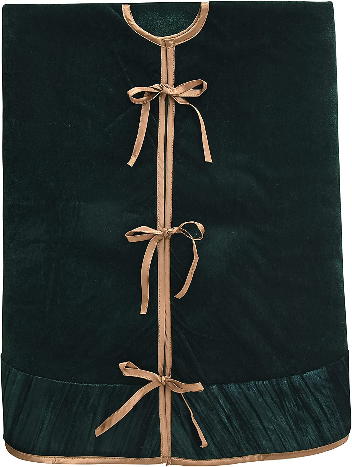 X.Sem Holly Leaf Embroidered Velvet Christmas Tree Skirt with Pleat Velvet Border 50'' Dark Green (Dark Green, 50 Inch)