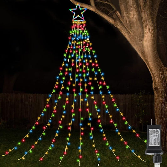ZTX Christmas Decorations Outdoor Star Lights,11Ft Christmas Tree Toppers Lights with Remote,11 Lighting Modes Waterfall Christmas String Lights for Christmas,Halloween (Color Changing) Home & Garden > Decor > Seasonal & Holiday Decorations ZHEJIANG QIANXING LANTERN CO LTD Multicolor