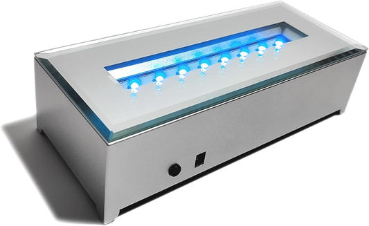 FIEIFI 16 LED Light Display Stand Base for 3D Crystal Glass Art, Room Decoration and Holiday Casual Atmosphere Ornament Lamp- 6 Inch Rectangular Illuminated Holder Colorful Lights (Silver)