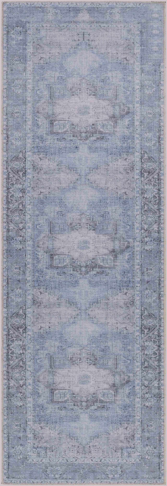 Boutique Rugs - Aqua Rosman Washable Runner & Area Rug