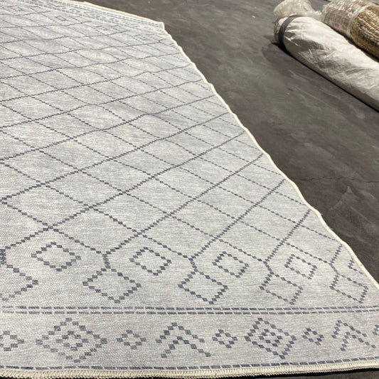 Well Woven Apollo Anastasia Moroccan Ivory Grey Printed Distressed Machine Washable Area Rug Rug Size: Runner 3' x 7'3"