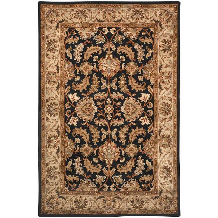 Cranmore Oriental Handmade Tufted Wool Black/Beige Area Rug Rectangle 2'3" x 4'