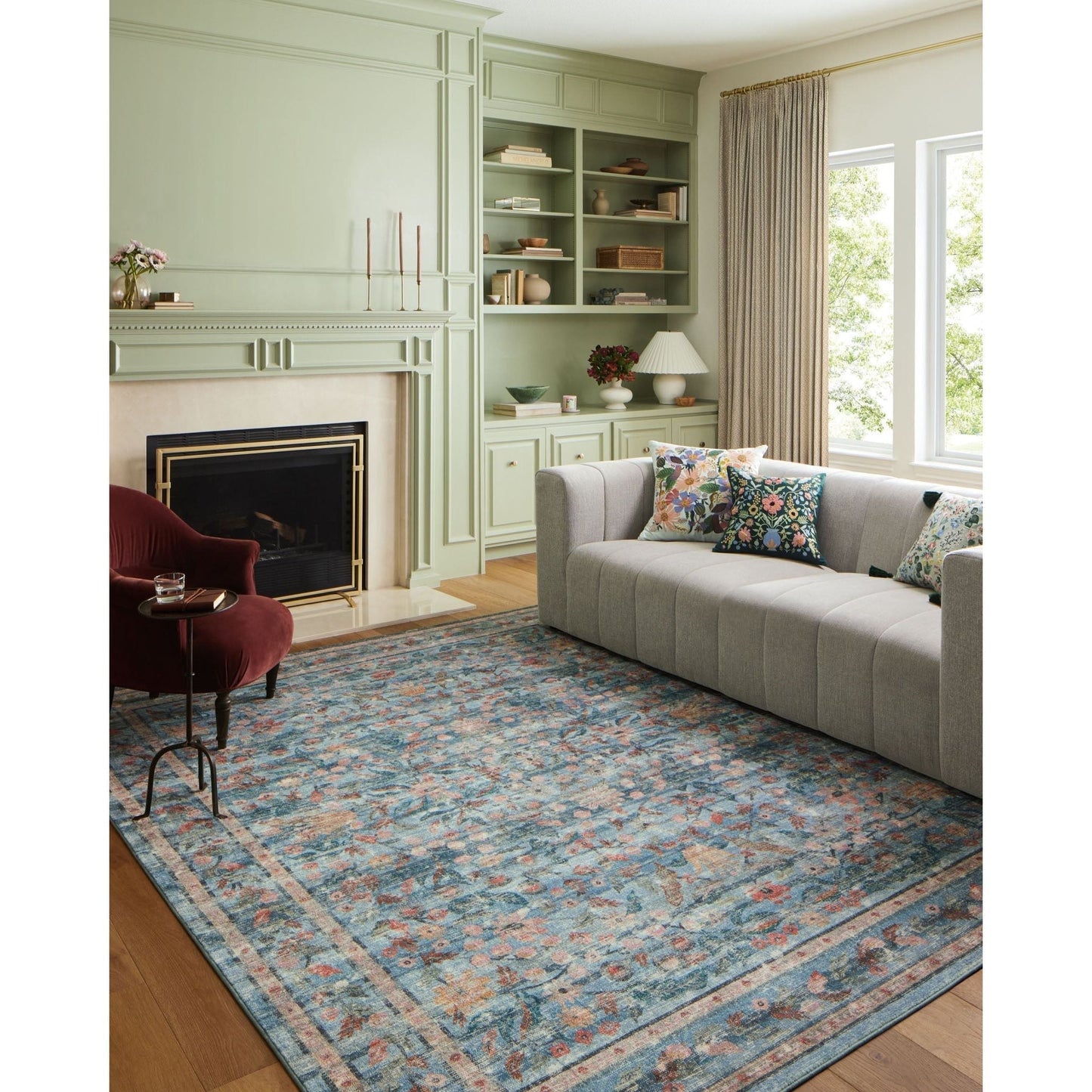 Courtyard Eve Blue Rug | Rifle Paper Co. x Loloi