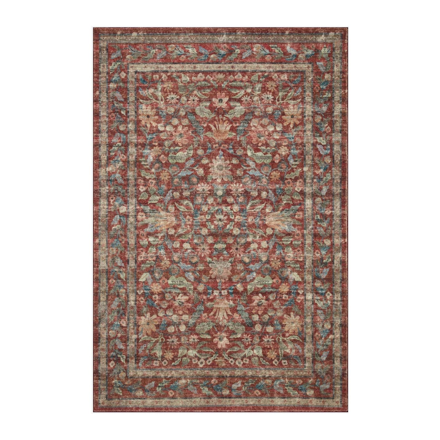 Courtyard Eve Crimson Rug | Rifle Paper Co. x Loloi