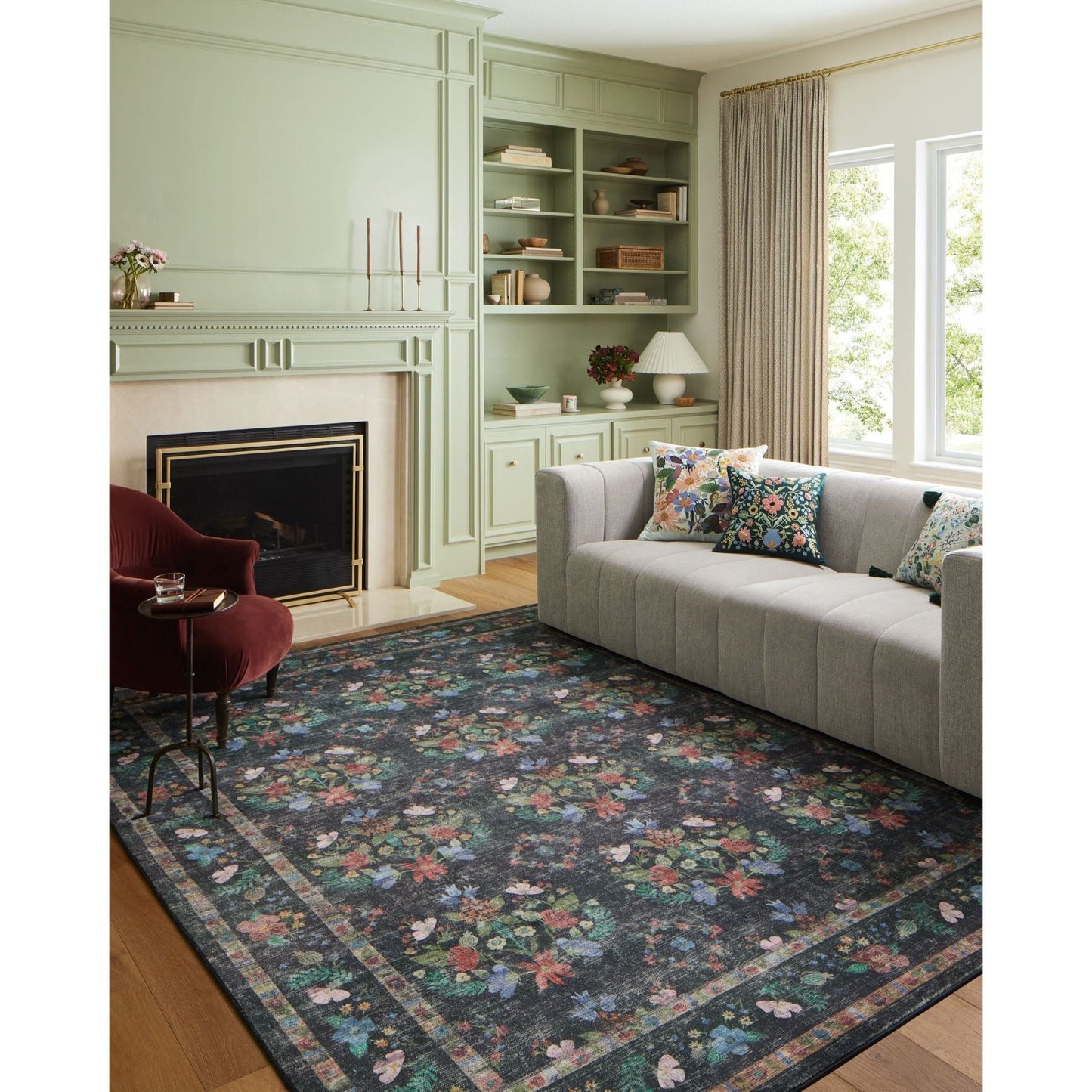 Courtyard Seville Charcoal Rug | Rifle Paper Co. x Loloi