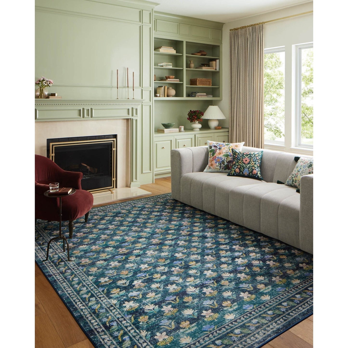 Courtyard Hadley Emerald Rug | Rifle Paper Co. x Loloi