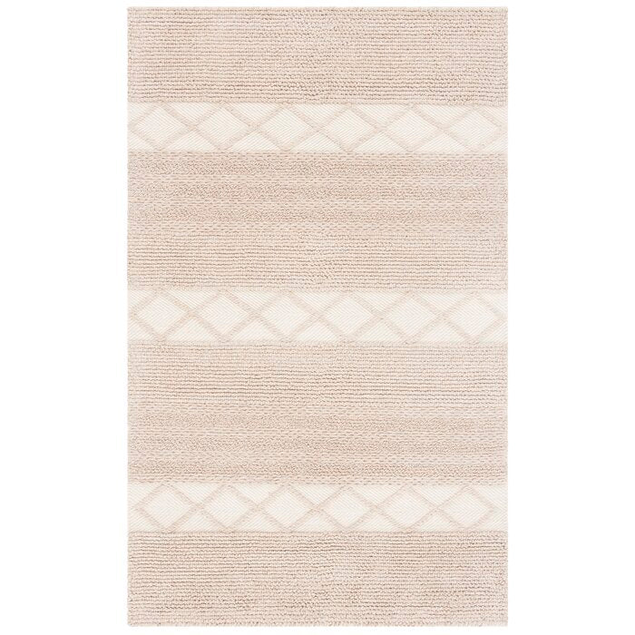 Williston Highlands Geometric Handmade Flatweave Wool/Cotton Beige Area Rug  Rectangle 2' x 3'