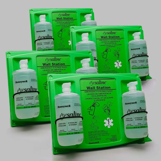 HONEYWELL (4 PACK) Eyesaline Double Wall Station Eye/Face Wash 2 - 32 oz Bottles 04/26