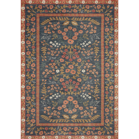 Fiore Florence Navy  /  Rust Rug | Rifle Paper Co. x Loloi