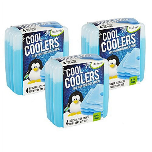 Fit & Fresh Cool Coolers Reusable Ice Pack Set, 12 Pack, Blue