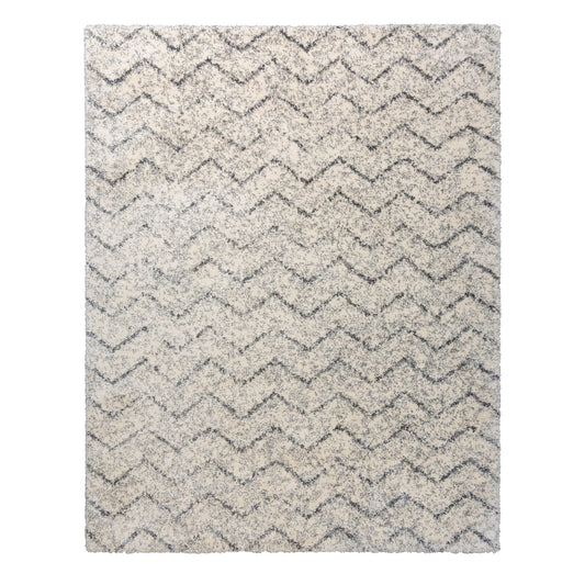 Gertmenian Chaise Gilas Modern Chevron ZigZag Ivory/Grey Soft Plush Ivory Shag Area Rug Cream/Onyx 6' x 7' 6' x 9'