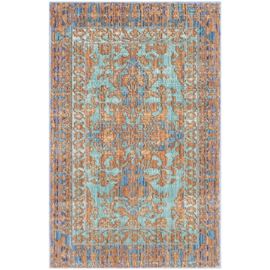 Thanh Indigo/Light Blue/Gold Area Rug Rectangle 2' x 3'