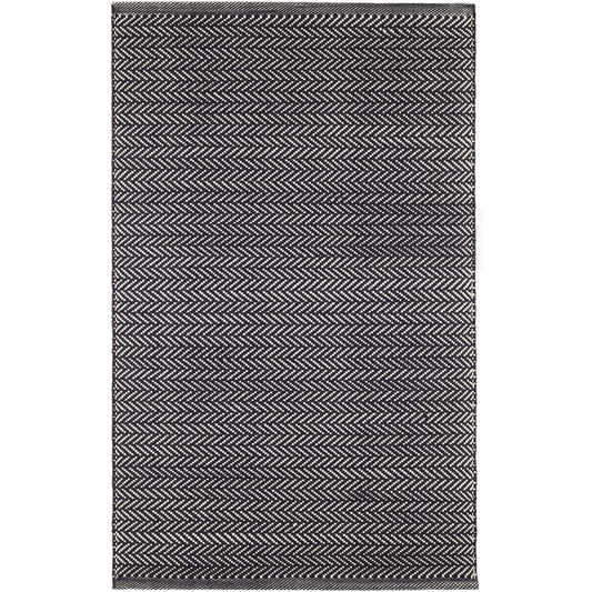 Herringbone Black/Ivory Indoor/Outdoor Rug