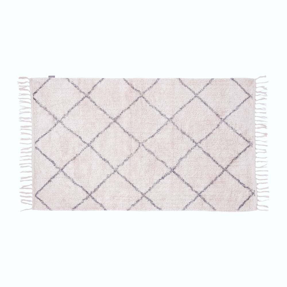 Hübsch Cream and Grey Cotton Rug