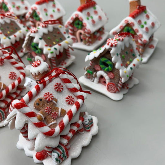 ZA@ RAZ IMPORTS 12-PK Christmas Holiday 3.25" LED Lighted Gingerbread House Ornament 3815534 (New)
