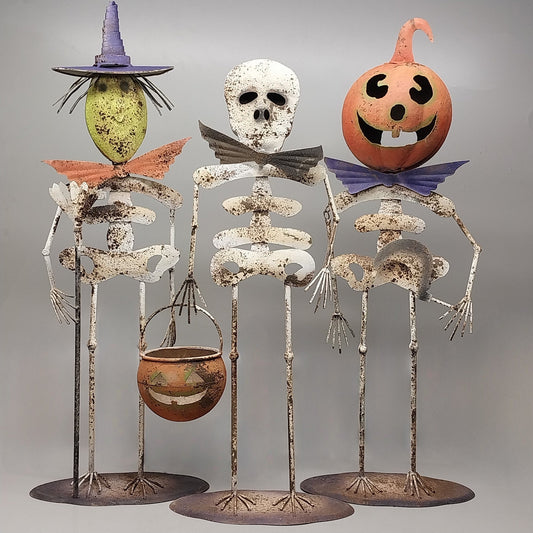 HALLOWEEN CREATURE (Set of 3) Witch, Skeleton, Pumpkin 27" Tall