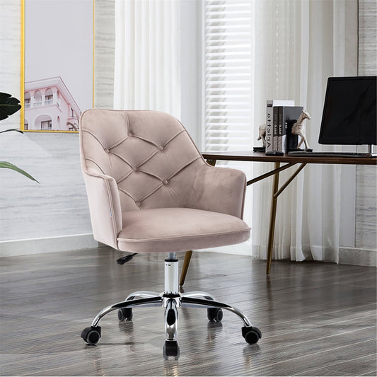 Accent Chair for Home Office, Modern Upholstered Office Chair with 360 Degree Swivel, Velvet Fabric, Gray, D2919