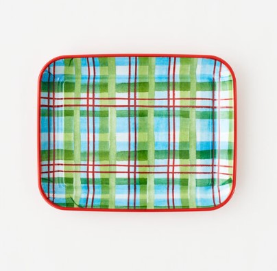 Plaid Melamine Tray
