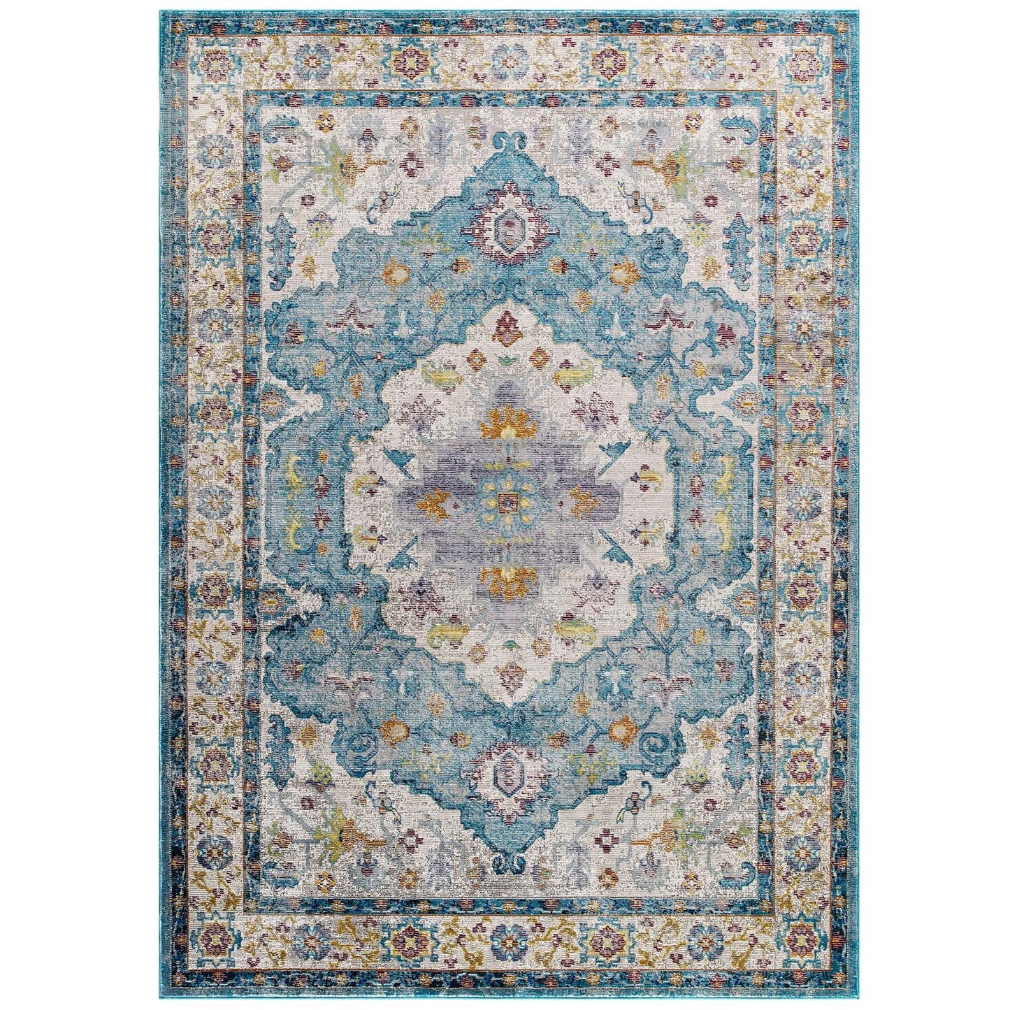 Success Anisah Distressed Floral Persian Medallion 4x6 Area Rug - East Shore Modern Home Furnishings