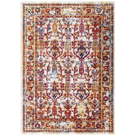 Entourage Jessa Distressed Vintage Floral Lattice Area Rug - East Shore Modern Home Furnishings