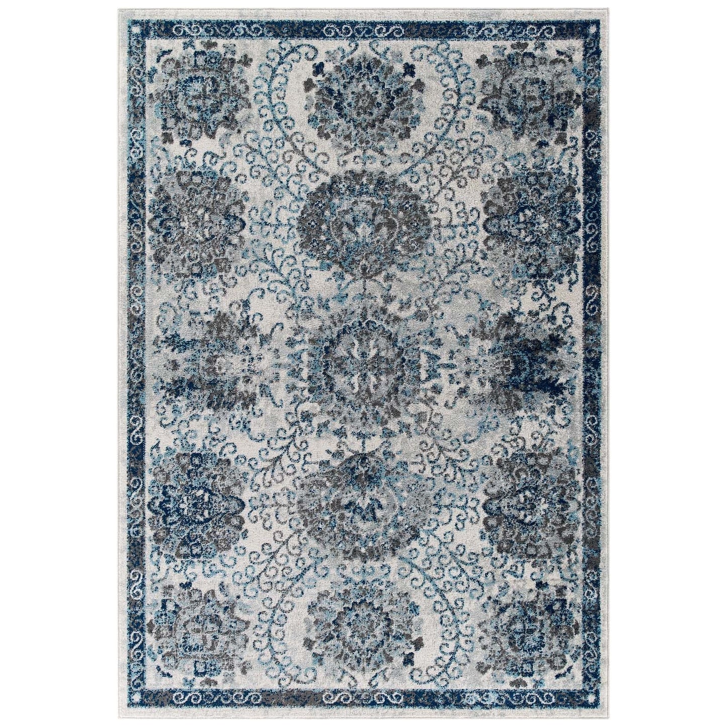 Entourage Kensie Distressed Floral Moroccan Trellis Area Rug - East Shore Modern Home Furnishings