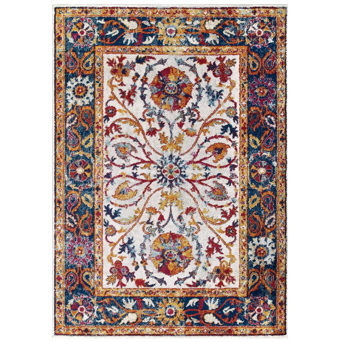 Entourage Samira Distressed Vintage Floral Persian Medallion Area Rug - East Shore Modern Home Furnishings