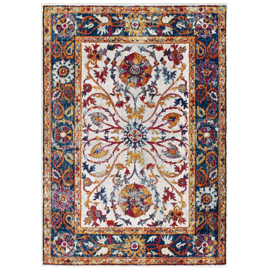 Entourage Samira Distressed Vintage Floral Persian Medallion Area Rug - East Shore Modern Home Furnishings