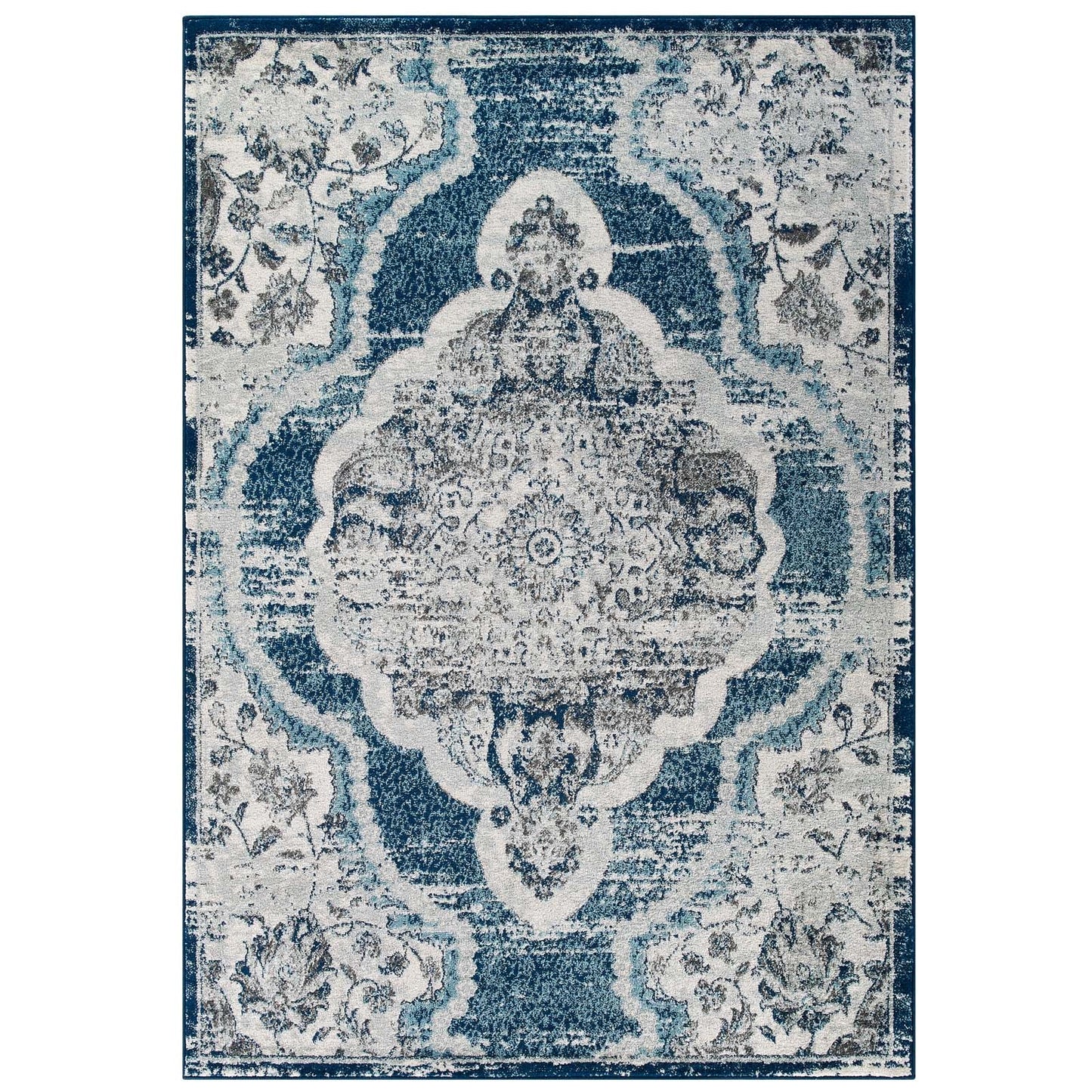 Entourage Malia Distressed Vintage Floral Persian Medallion Area Rug - East Shore Modern Home Furnishings
