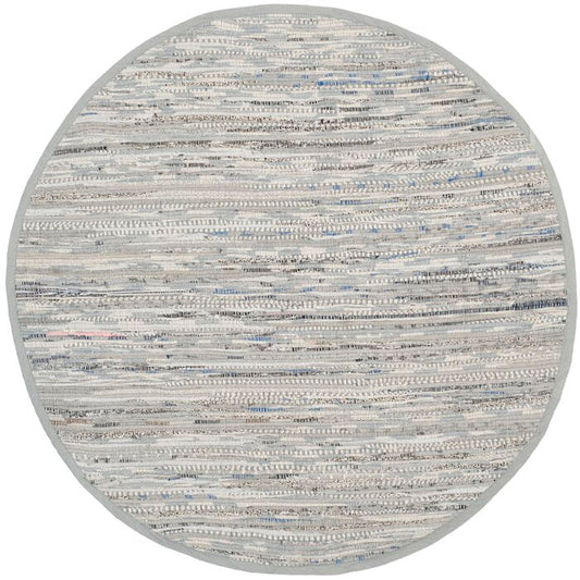 Rumfelt Abstract Hand-Knotted Cotton Gray Area Rug Round 4'