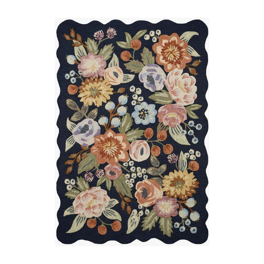 Silhouette Vintage Blossom Navy Rug | Rifle Paper Co. x Loloi