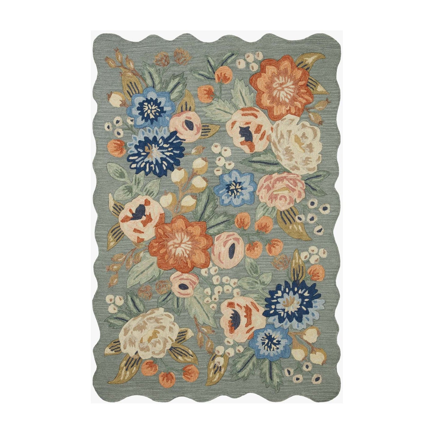 Silhouette Vintage Blossom Sage Rug | Rifle Paper Co. x Loloi