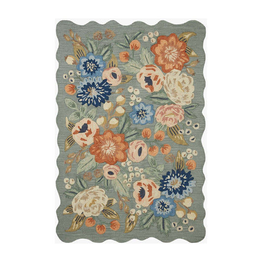 Silhouette Vintage Blossom Sage Rug | Rifle Paper Co. x Loloi