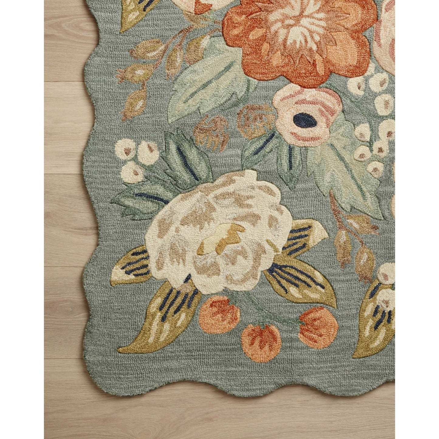 Silhouette Vintage Blossom Sage Rug | Rifle Paper Co. x Loloi