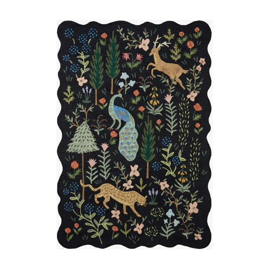Silhouette Midnight Menagerie Black Rug | Rifle Paper Co. x Loloi
