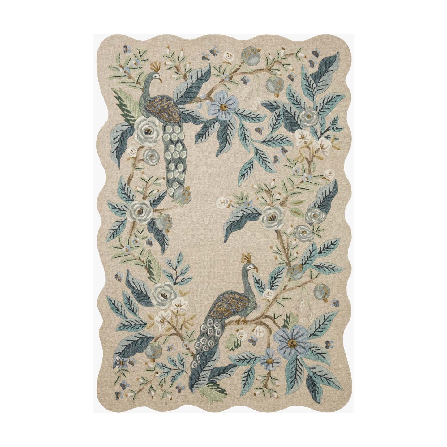 Silhouette Peacock Blue Rug | Rifle Paper Co. x Loloi