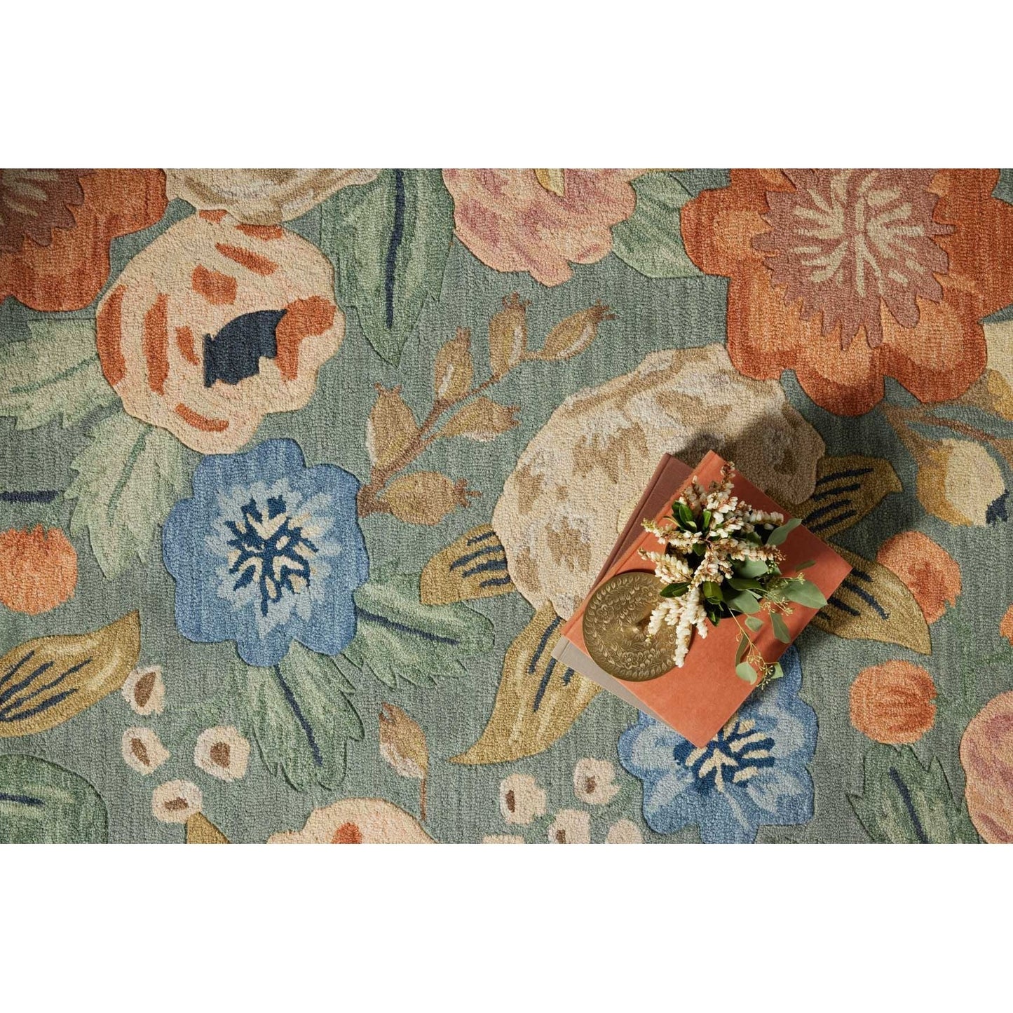 Silhouette Vintage Blossom Sage Rug | Rifle Paper Co. x Loloi